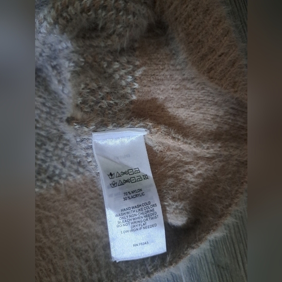 WILLIAM RAST cozy soft beige tan brown argyle plaid button cardigan sweater Med - Picture 4 of 9